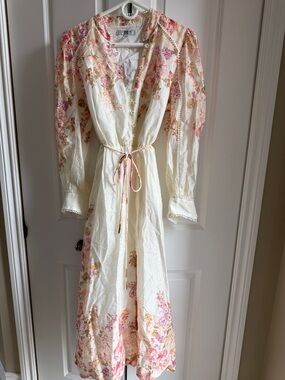 Ever New Cream Maxi Dress with Pink & Peach Floral Accents